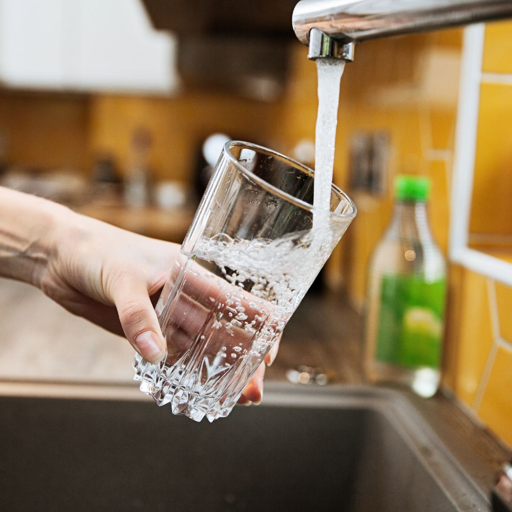 Verre d'eau filtré venant du robinet.